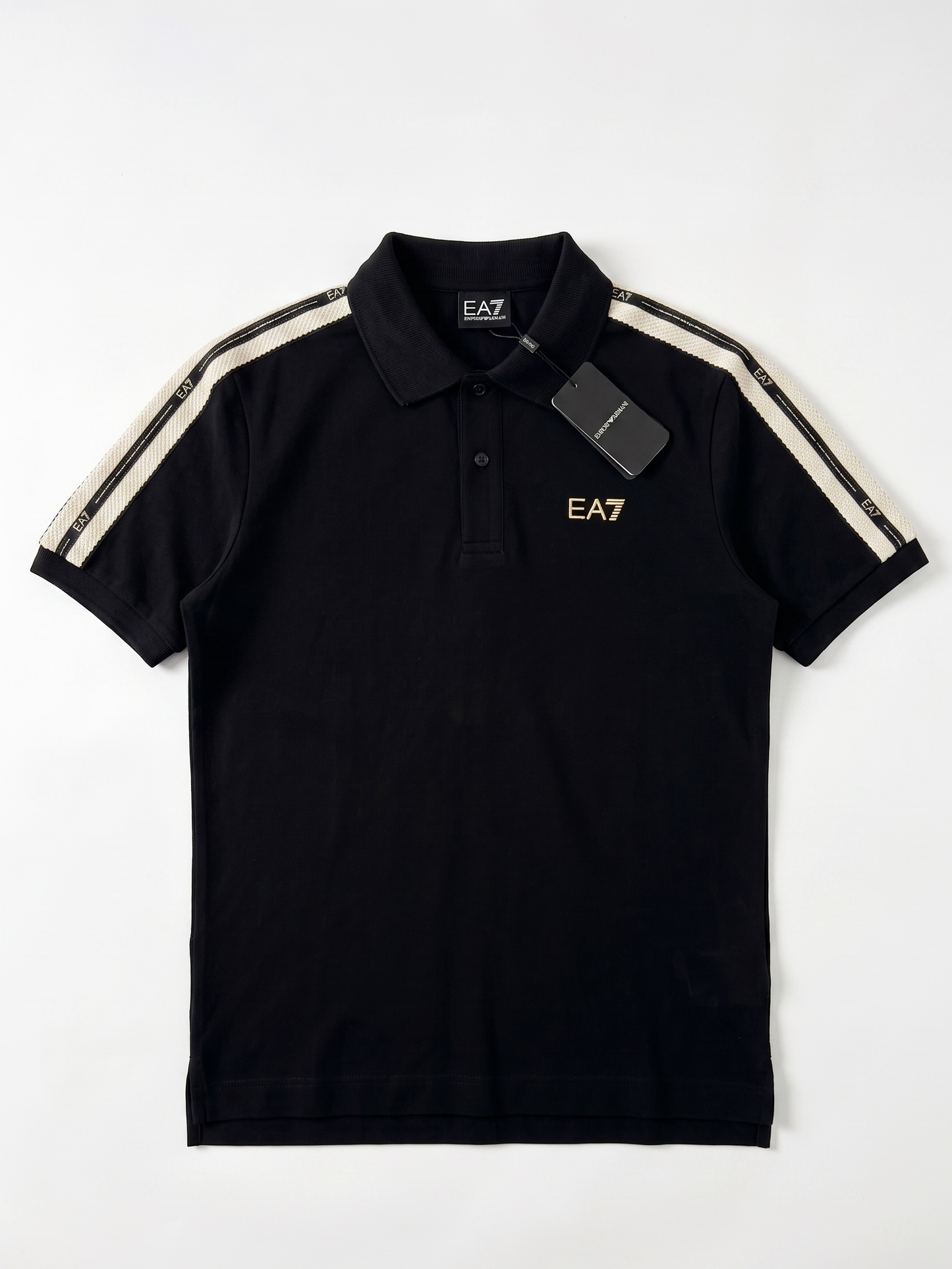 EA7 Black Signature Tape Polo Shirt