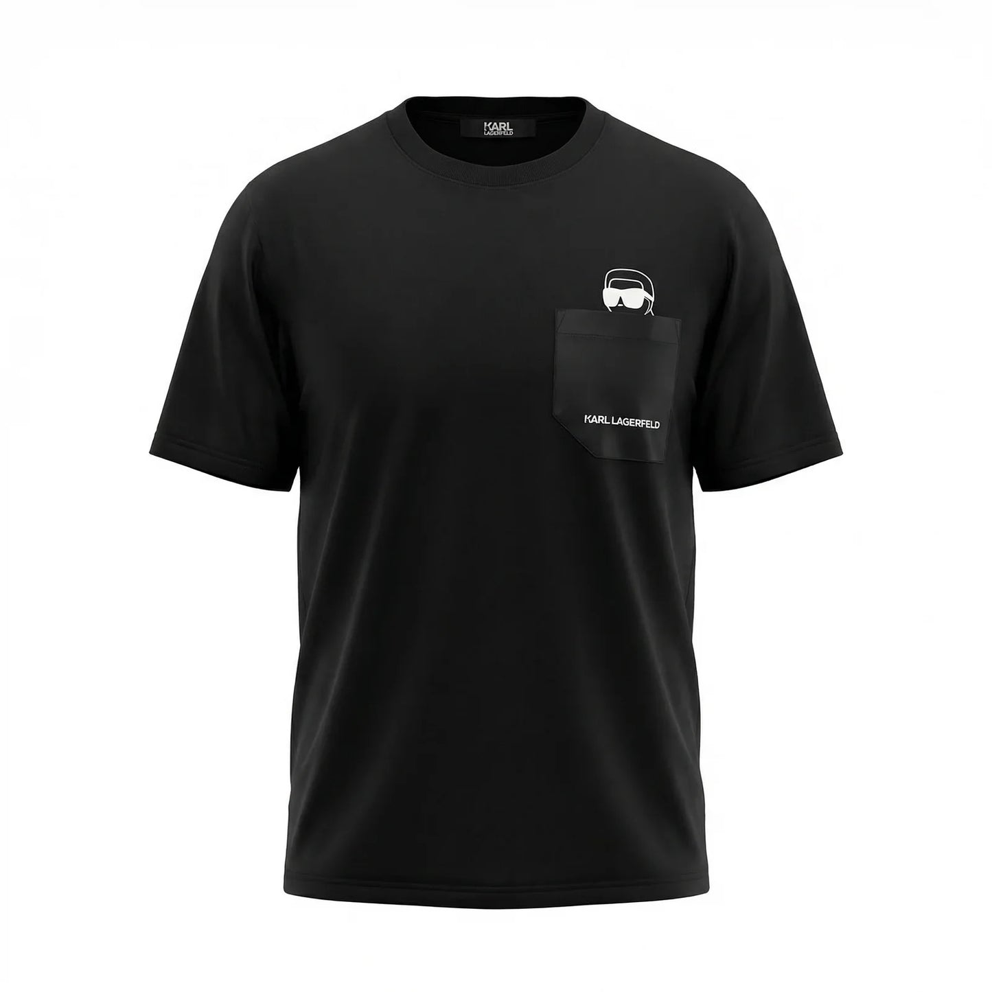 Karl Lagerfeld Black Graphic Pocket Crewneck T-Shirt