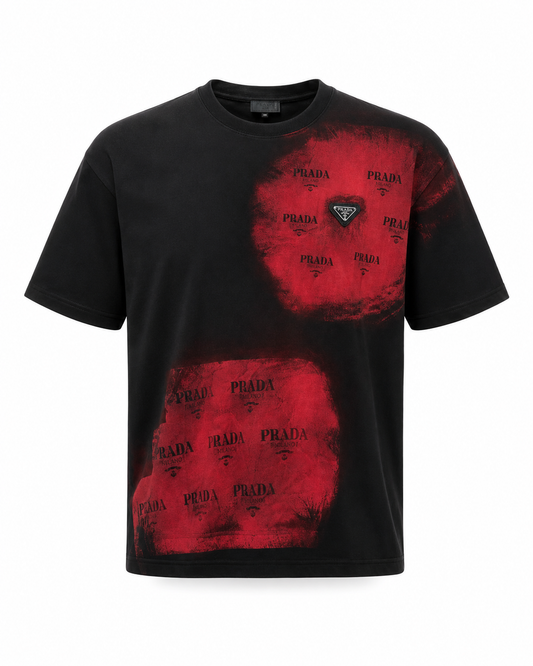 Prada Graphic T-Shirt – Black & Red Statement Design