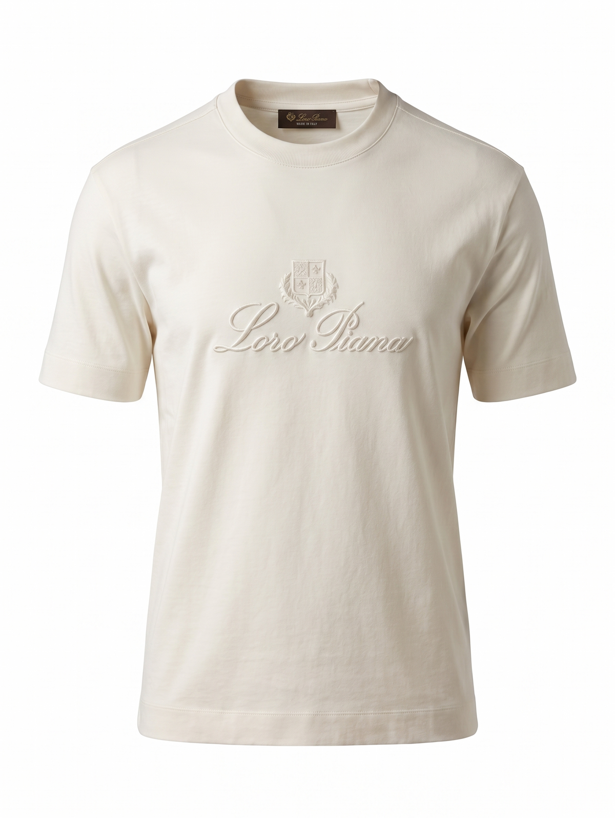 Loro Piana Embossed Signature Luxury T-Shirt – Cream