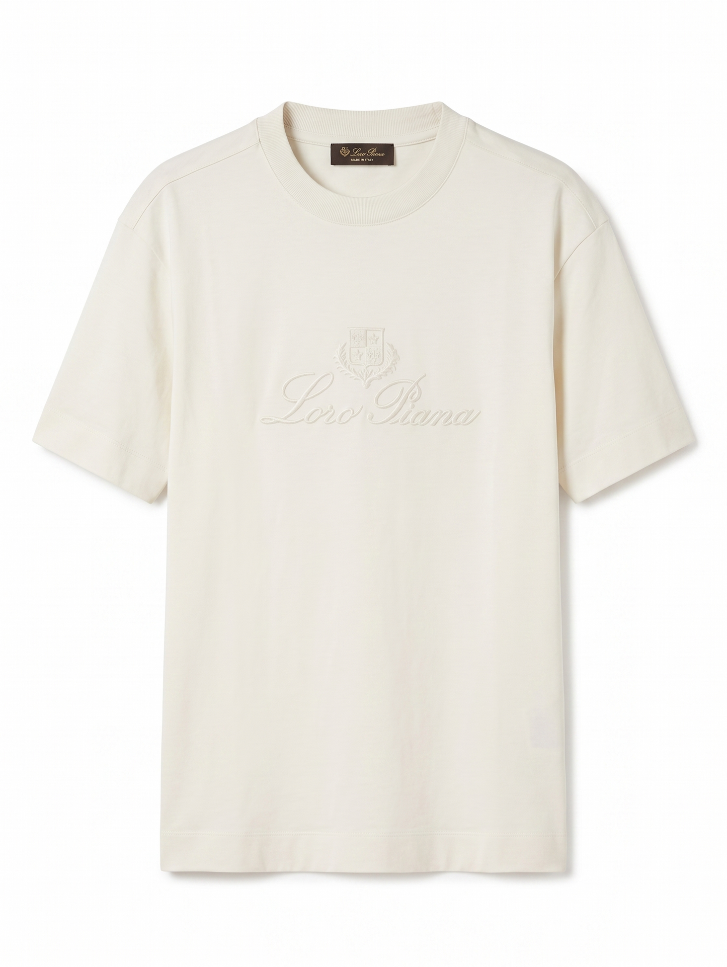 Loro Piana Embossed Signature Luxury T-Shirt – Cream