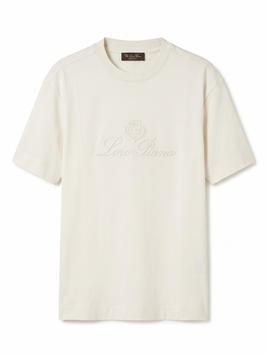 Loro Piana Embossed Signature Luxury T-Shirt – Cream