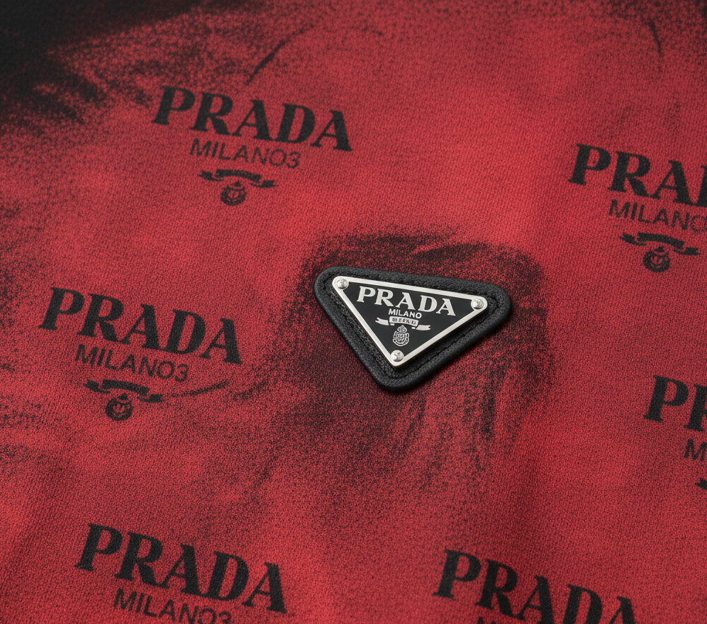 Prada Graphic T-Shirt – Black & Red Statement Design