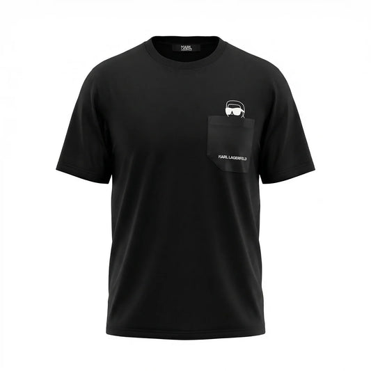 Karl Lagerfeld Black Graphic Pocket Crewneck T-Shirt