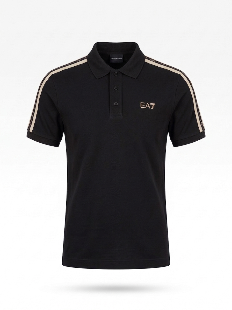 EA7 Black Signature Tape Polo Shirt