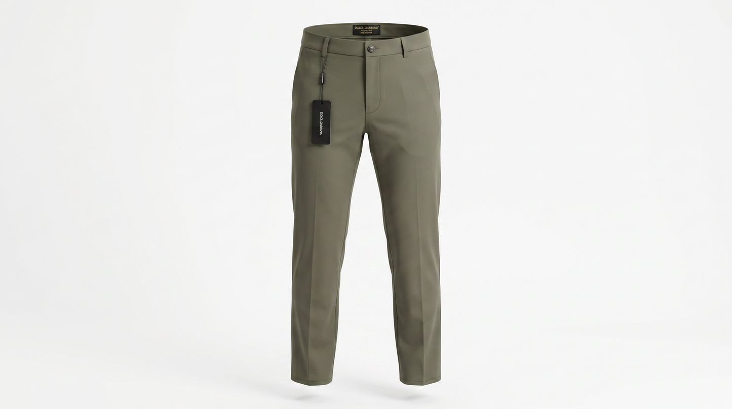 Dolce & Gabbana Olive Green Tailored Comfort Trousers